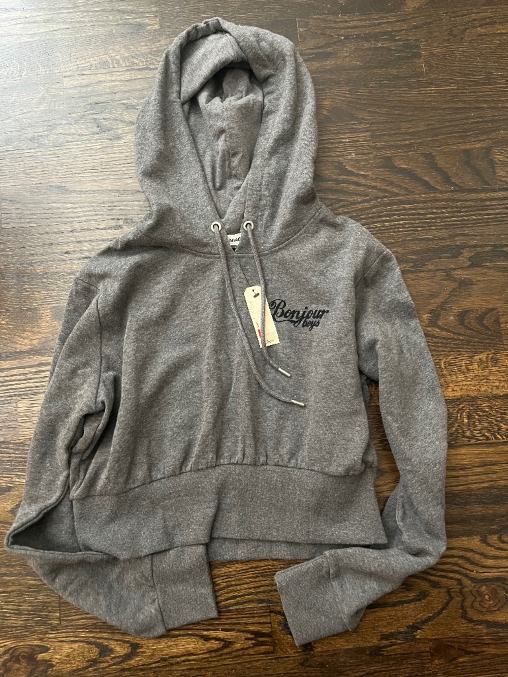 NWT Garage Gray Bonjour Boys Hoodie Sweater Size L Casual Streetwear